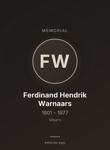 Memorial portrait of Ferdinand Hendrik Warnaars