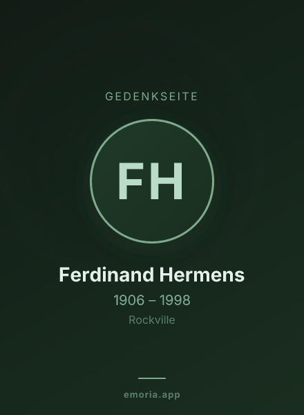 Gedenkportrait von Ferdinand Hermens