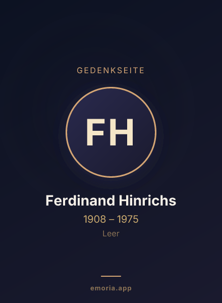 Gedenkportrait von Ferdinand Hinrichs