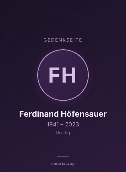 Gedenkportrait von Ferdinand Höfensauer