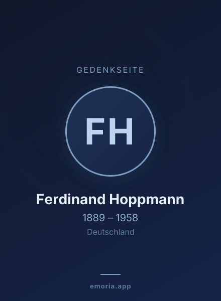 Gedenkportrait von Ferdinand Hoppmann