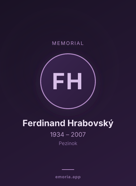 Memorial portrait of Ferdinand Hrabovský