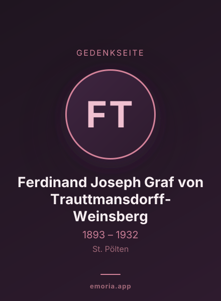 Gedenkportrait von Ferdinand Joseph Graf von Trauttmansdorff-Weinsberg