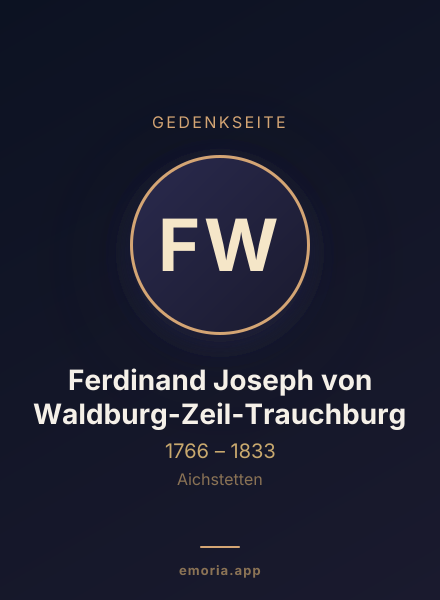 Gedenkportrait von Ferdinand Joseph von Waldburg-Zeil-Trauchburg