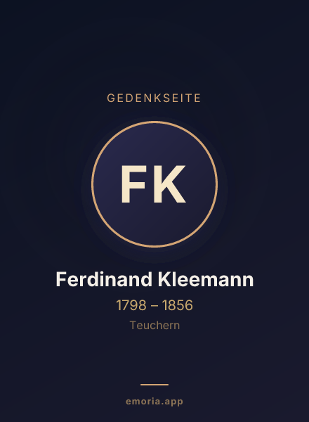 Gedenkportrait von Ferdinand Kleemann