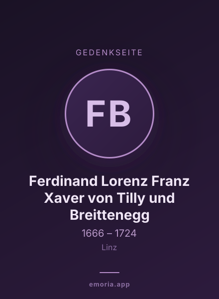 Gedenkportrait von Ferdinand Lorenz Franz Xaver von Tilly und Breittenegg