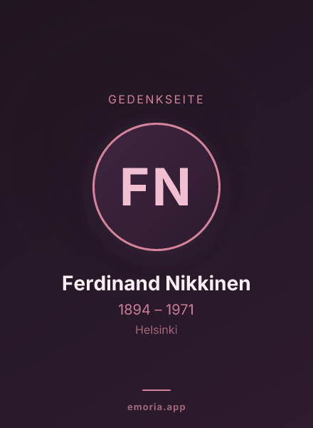 Gedenkportrait von Ferdinand Nikkinen