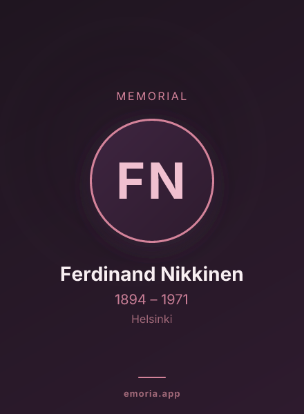 Memorial portrait of Ferdinand Nikkinen