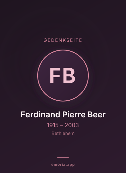 Gedenkportrait von Ferdinand Pierre Beer