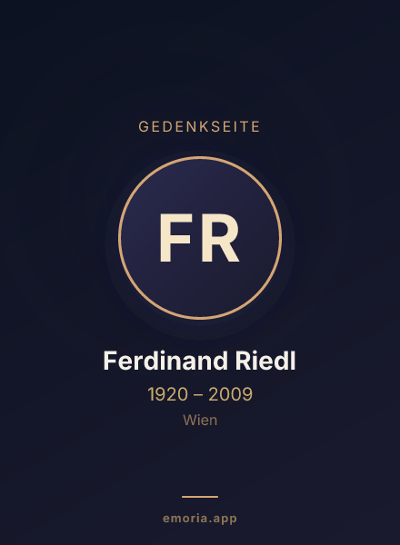 Gedenkportrait von Ferdinand Riedl