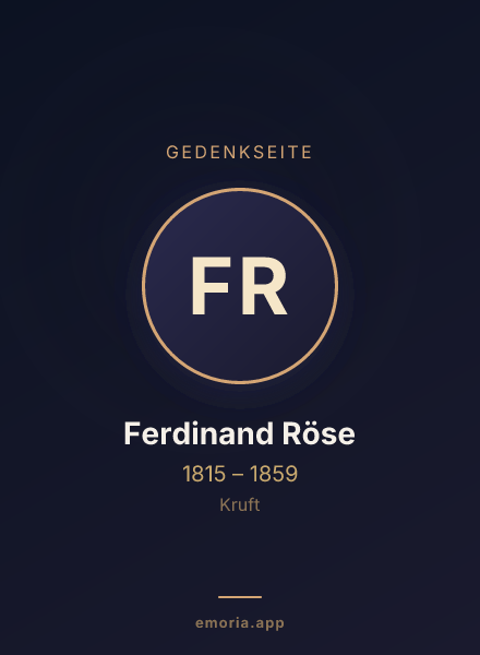 Gedenkportrait von Ferdinand Röse