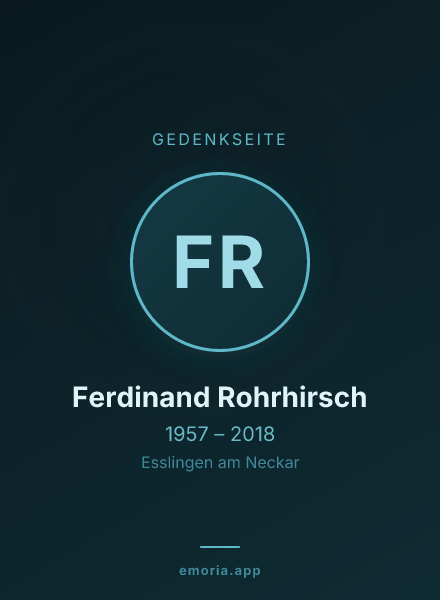 Gedenkportrait von Ferdinand Rohrhirsch