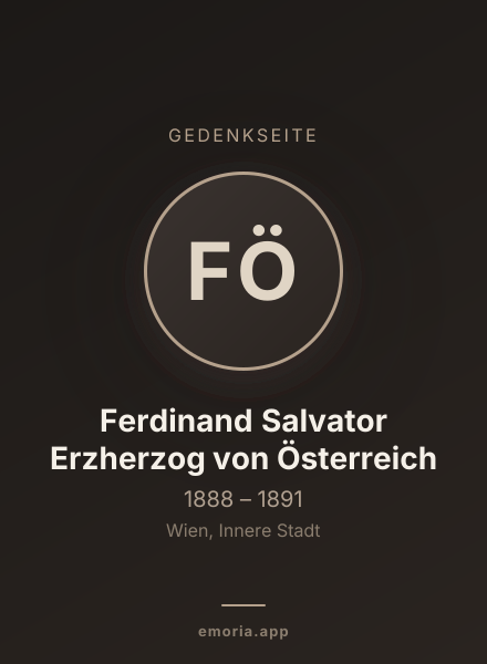 Gedenkportrait von Ferdinand Salvator Erzherzog von Österreich