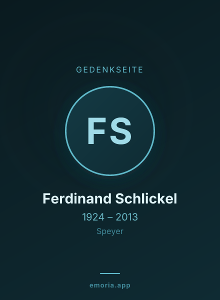 Gedenkportrait von Ferdinand Schlickel