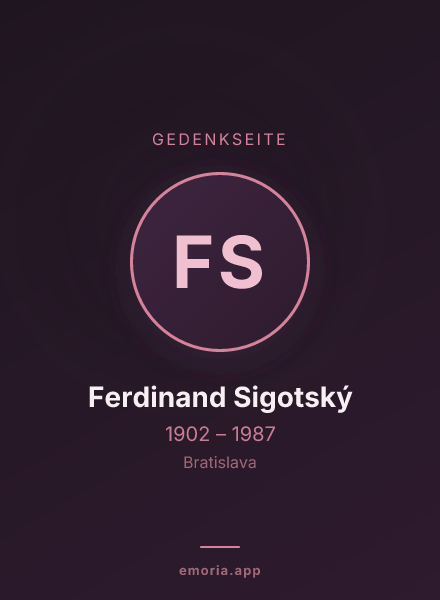 Gedenkportrait von Ferdinand Sigotský