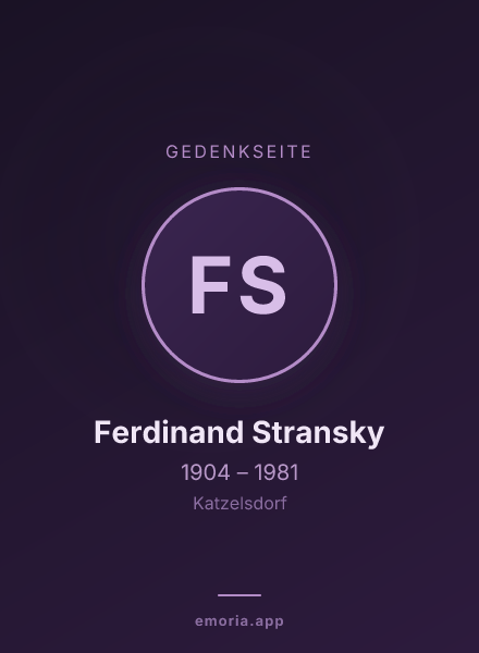 Gedenkportrait von Ferdinand Stransky