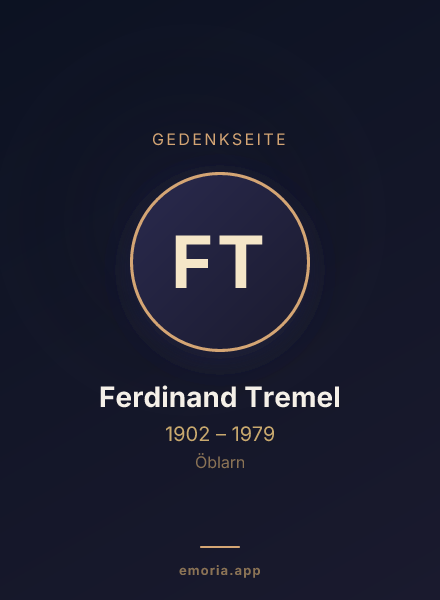 Gedenkportrait von Ferdinand Tremel