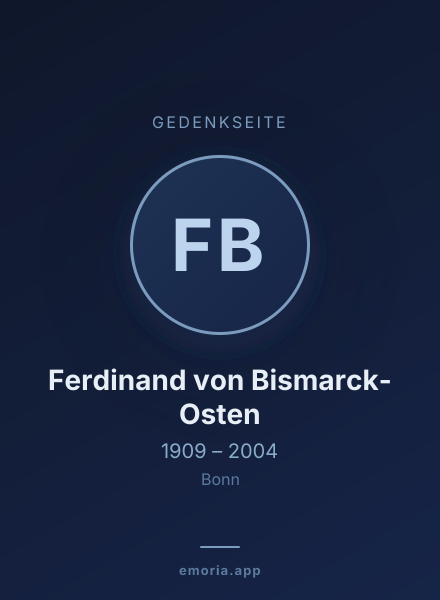 Gedenkportrait von Ferdinand von Bismarck-Osten
