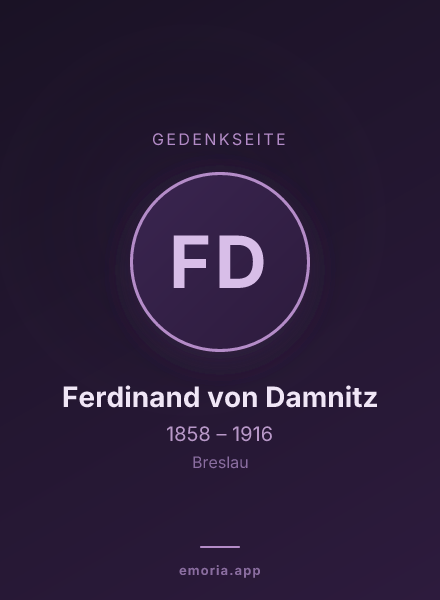 Gedenkportrait von Ferdinand von Damnitz
