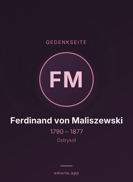 Gedenkportrait von Ferdinand von Maliszewski