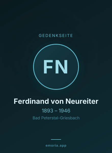 Gedenkportrait von Ferdinand von Neureiter