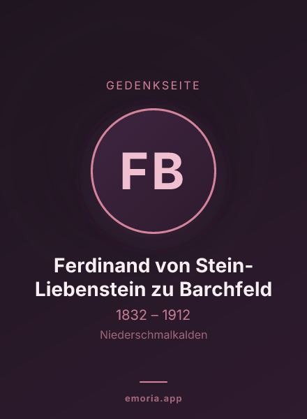 Gedenkportrait von Ferdinand von Stein-Liebenstein zu Barchfeld