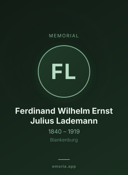 Memorial portrait of Ferdinand Wilhelm Ernst Julius Lademann