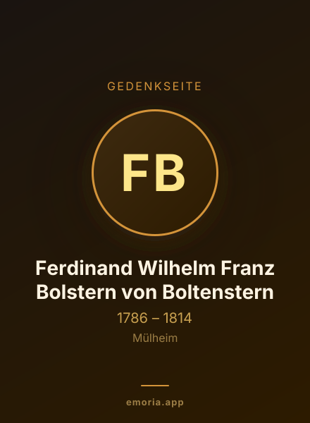 Gedenkportrait von Ferdinand Wilhelm Franz Bolstern von Boltenstern