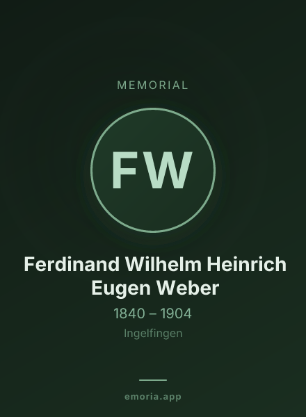 Memorial portrait of Ferdinand Wilhelm Heinrich Eugen Weber