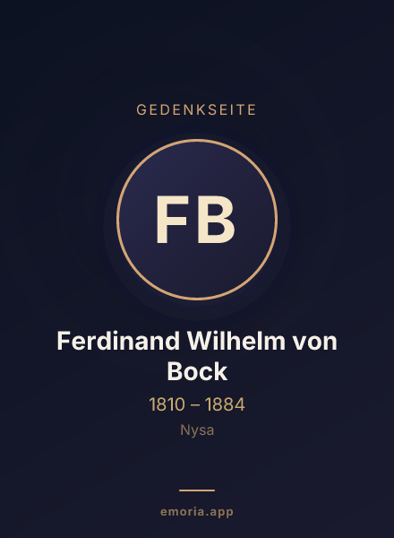 Gedenkportrait von Ferdinand Wilhelm von Bock