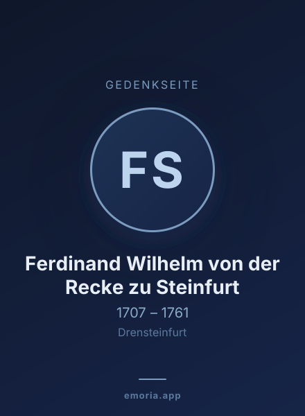 Gedenkportrait von Ferdinand Wilhelm von der Recke zu Steinfurt