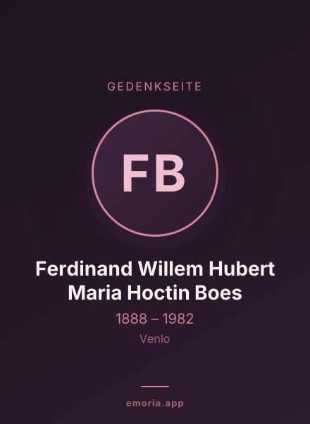 Gedenkportrait von Ferdinand Willem Hubert Maria Hoctin Boes