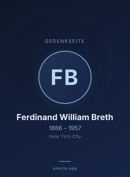 Gedenkportrait von Ferdinand William Breth
