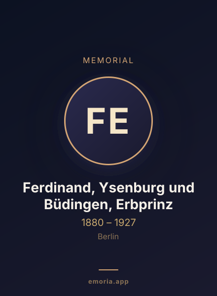 Memorial portrait of Ferdinand, Ysenburg und Büdingen, Erbprinz