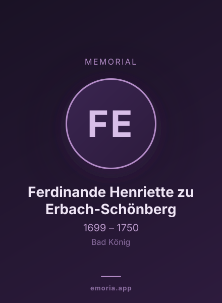 Memorial portrait of Ferdinande Henriette zu Erbach-Schönberg