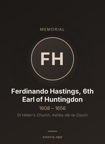 Memorial portrait of Ferdinando Hastings, 6th Earl of Huntingdon