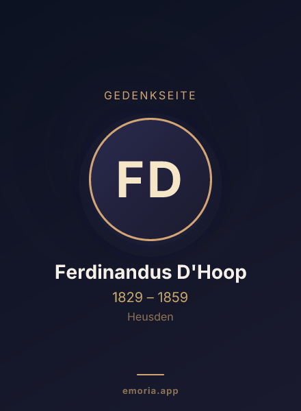 Gedenkportrait von Ferdinandus D'Hoop