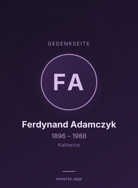 Gedenkportrait von Ferdynand Adamczyk