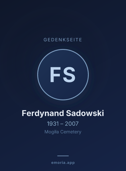 Gedenkportrait von Ferdynand Sadowski