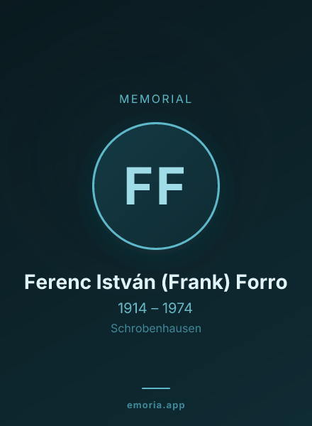 Memorial portrait of Ferenc István (Frank) Forro