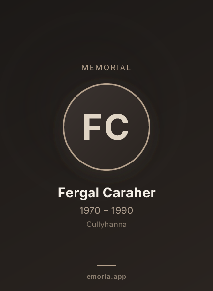 Memorial portrait of Fergal Caraher