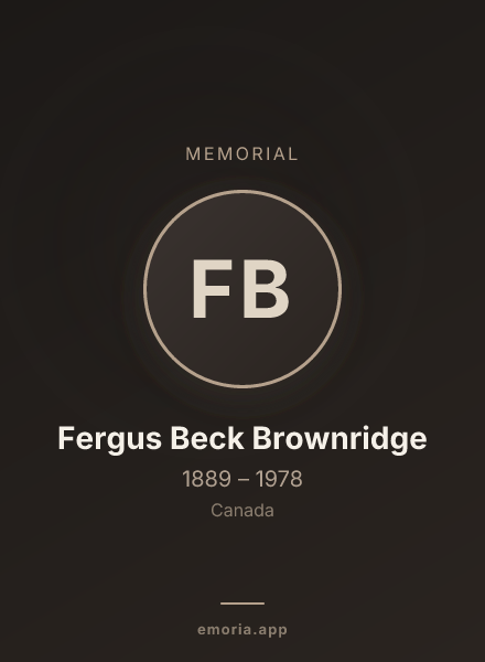 Memorial portrait of Fergus Beck Brownridge