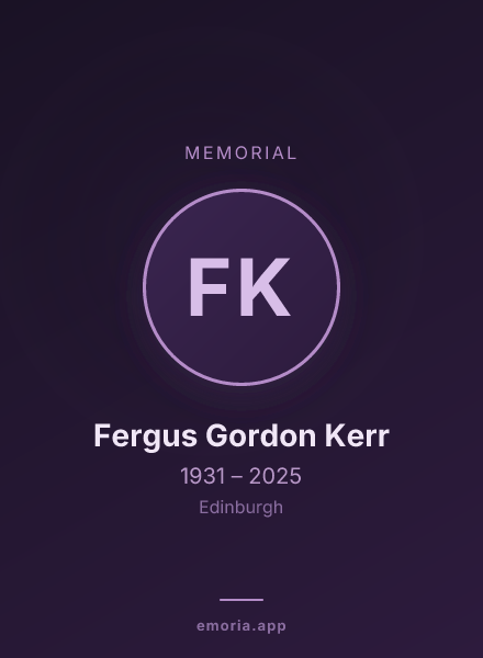 Memorial portrait of Fergus Gordon Kerr