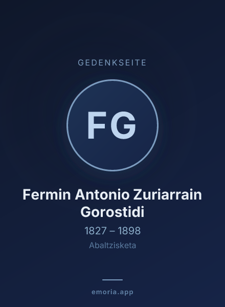 Gedenkportrait von Fermin Antonio Zuriarrain Gorostidi
