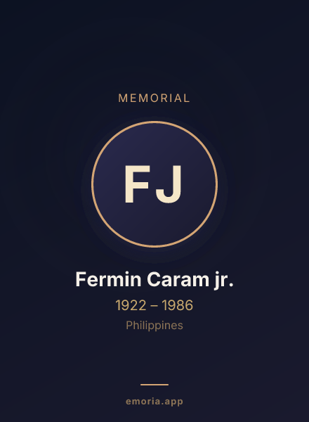 Memorial portrait of Fermin Caram jr.