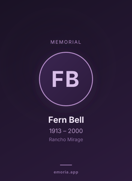 Memorial portrait of Fern Bell