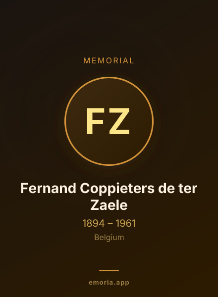 Memorial portrait of Fernand Coppieters de ter Zaele