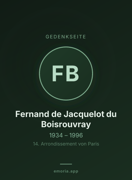Gedenkportrait von Fernand de Jacquelot du Boisrouvray