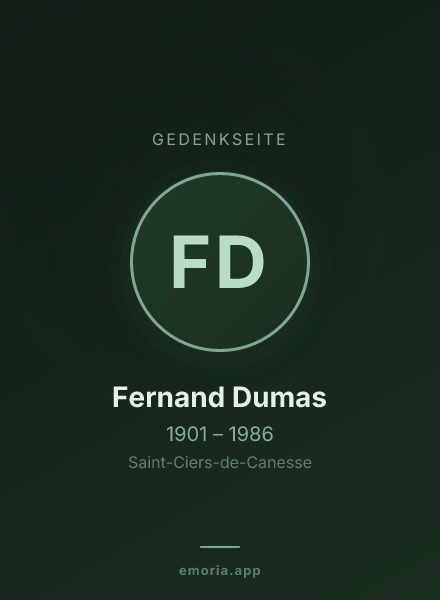 Gedenkportrait von Fernand Dumas