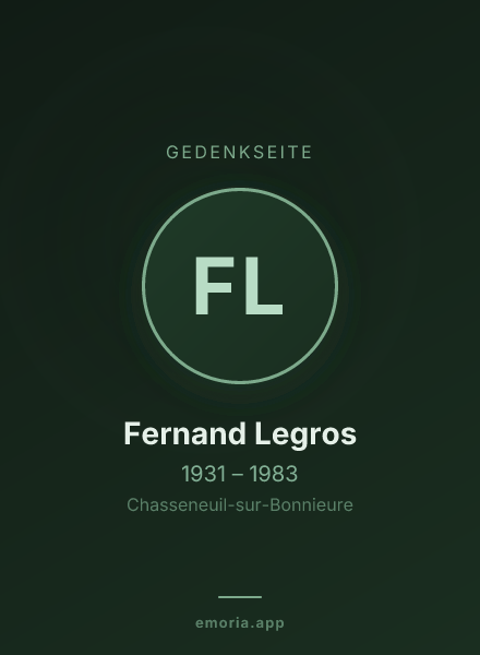 Gedenkportrait von Fernand Legros